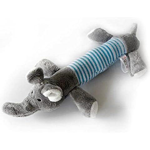 Bluelanss Dog Squeaky Toy, Pet Toy Crinkle Dog Toy Stuffed Animals Dog Plush Toy Dog Chew Toy for Small Dogs Medium Dogs Squeeky Doggie Toy Puppy Toy Squeak Interactive Teething Toy Blue Elepant Cover