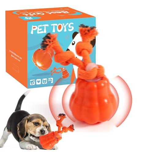 YiEFUR Interactive Dog Toys Automatic Rolling Squeaky Ball with Motion Activation & USB-C Recharge Moving Dog Toy for Medium and Small Puppy for Boredom (Orange)