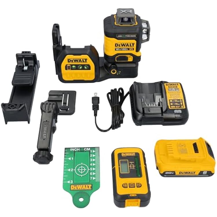 DEWALT 12V20V MAX XR Line Laser, High Precision 3 X 360, Green, Battery and Charger Included DCLE34033D1