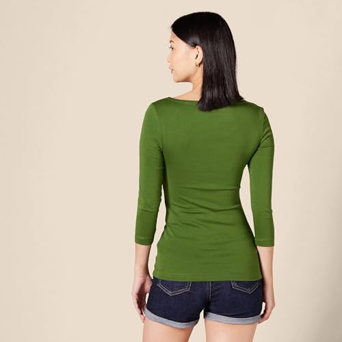 Image of Amazon Essentials Women's Slim-Fit 3 /4 Sleeve Boat Neck Cotton Modal T-Shirt