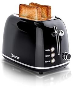 Estus Iconic Broodrooster - Retro - Extra brede sleuven (Zwart, Standaard)