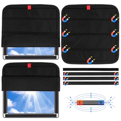 Image of funomo 2 Pcs RV Door Window Shade Cover - Magnetic RV Blackout Window Cover with UV Protection and Privacy Features 16 inch x 16 inch Foldable Magnet Design, Waterproof Fabric, Reflective Silver Coating