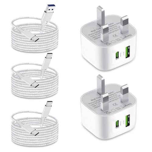 2Pack 25W Super Fast Charger Plug and Cable for Samsung Galaxy A55 5G/A15 A25 A35 A05S/S24 Plus/S24 Ultra/S23 FE/A54 A34 A14 A53 A23 A33 S22 S21 A52S;Z Fold 4 5,Dual Port USB C Phone Charging Adapter