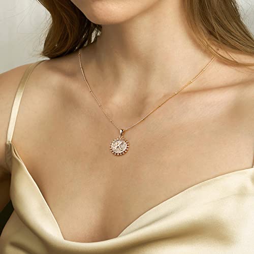 Layered Necklaces For Women Trendy, 14K Gold Plated Layering Disc Choker Necklace Handmade Letter A Pendant Coin Initial Necklaces For Women Layered Gold Necklaces For Women Gold Jewelry For Women #TOP3