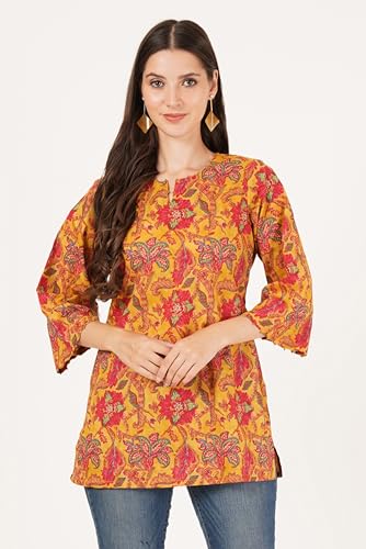 Image of Amazon Brand - Anarva Jaipuri Cotton Printed Short Kurti for Women