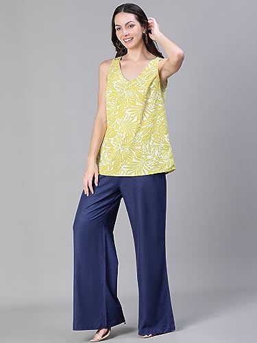 Image of oxolloxo Women Floral Print Sleevless Round Neck Top