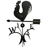 Farbe: schwarz Wetterfahne 57x62,5 cm Motiv Hahn schwarz Stahl Windspiel Kugelgelagert