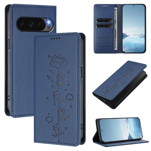 Étui en cuir Pixel 7A motif chat avec fermoir aimanté