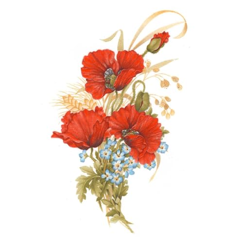 Burnt Orange Poppy Flowers Spray Waterslide Ceramic Decals 3.5 Inch (4 Decals)