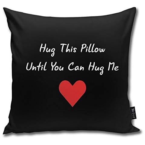 QMS CONTRACTING LIMITED Throw Pillow Cover 18 x 18 Inch 45 x 45 Cm Square Long Distance Relationship Hug This Until You Can Hug Me Pillow Cover for Sofa Bedroom Car Decor Cover