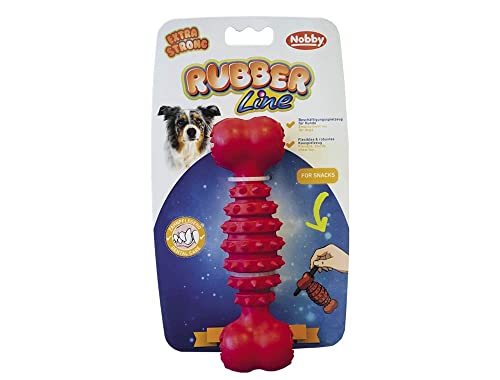 Nobby Rubber Bone Dog Toy 17.5cm - Red - Treat Dispenser Chew Toy for Dental Care Throw & Fetch Play - Image 2