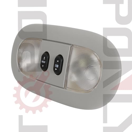 Image of Overhead Console LED Dome Map Light Lamp | Fits Ford F150 2004-2008, for Lincoln Mark LT 2006-2008 Truck | Replaces 7L3Z-18519A70-BC Interior Cab Lights with Sunroof and Rear Window Switch (Grey)