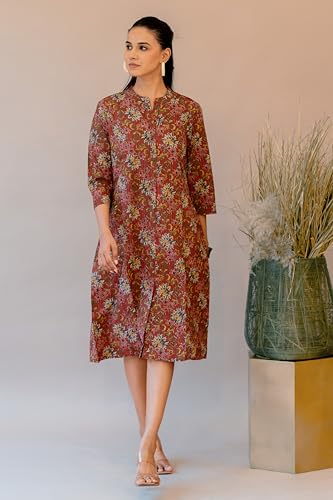 Image of MIRCHI FASHION Pure Cotton Kurti for Women | A-Line Kantha Work Printed Kurta for Woman | Ethnic Wear for Office & Daily Use (Single Piece)