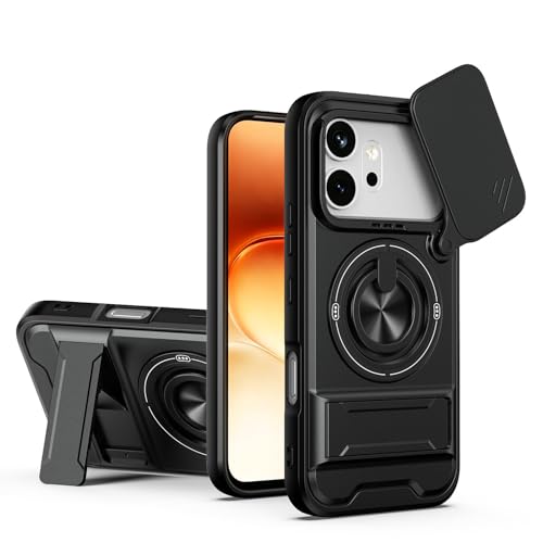 ShouBao Compatible with Honor 600 5G Case Cover,Compatible with Honor 600 Pro 5G VKP-NX9 with Slide Camera Cover Phone Stand Protective Case Black