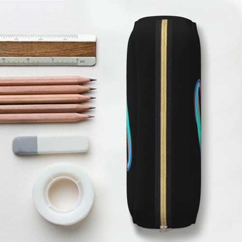 Image of Cute Initial Pencil Case for Kids Simple Leather Pencil Pouch for Boys Girls Letter Design Pencil Box Pen Bag Pencil Pouch Office Stationery Organizer, Rainbow Letter S