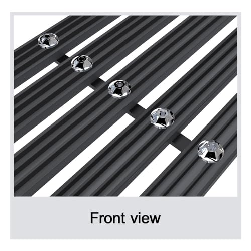 Image of APS Compatible with Chevy Silverado 1500 2014-2015 Lower Bumper Aluminum Black Wide 20mm Horizontal Channel with Rivet Studs Billet Front Grill Grille Insert C65990W