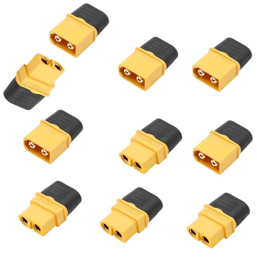 JIMIGUGU XT60H�R�l�N�^�[ 5�y�A �I�X�����X XT60�o�b�e���[�R�l�N�^ �R�l�N�^ �v���O RC�h���[�����|�o�b�e���[�p �n�E�W���O ���W�R�����f���p XT60�o�b�e���[�R�l�N�^ �n�E�W���O