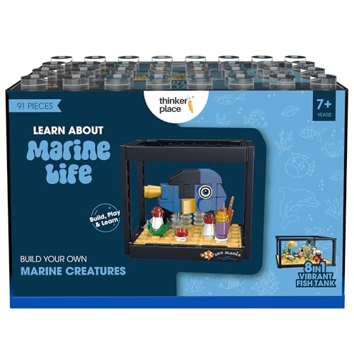 Image of 8-in-1 Dream Ocean Fish Tank Blue Damselfish (91 Pieces) | Learn About Marine Life | Building Block Set for Kids Age 6+ | STEM Educational Toy | Build, Collect & Create a Big Fish Tank