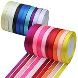 Curtzy Satinband Bänder zum Basteln in 20 Farben (20 Stk) – 4,6 m – Stoff Bänder zum Nähen, Verpacken & Basteln von Schleifen – Geschenkband Set für Hochzeit, Maibaum, Dirndl, Weihnachten & Mehr