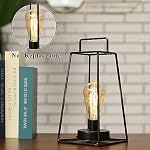 JHY DESIGN Retro Style Geometric Table Lamp 12inch High Simple Iron Art Cordless Lamp Battery Operated Lamp Cage Wireless Lamp with 6-Hours Timer for Balcony Wedding Parties Indoor Outdoor(Tall, Black)