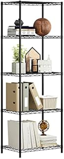COZYFUN Metal Shelving unit, 5-Tier Wire Shelf unit, Garden Storage Shelves, Wire Organisation Racking Shelves for Kitchen, Livingroom, Bathroom, Office, Garage, 21W x 14D x 61H (Black)