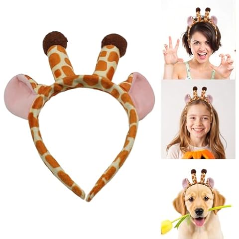Startop Giraffe Ears Headband Set Animal Costume Set Headband with Ears for Cosplay Birthday Party Halloween Party, Halloween Christmas Festival Theme Party Animal Cosplay Costume Headwear Cover