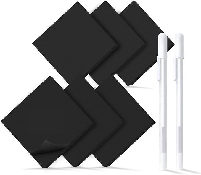 Sticky Black Ink SCHMIDT Black Sticky Notes 3x3 Inches with 2 White Gel Pens, 100 Sheets ...
