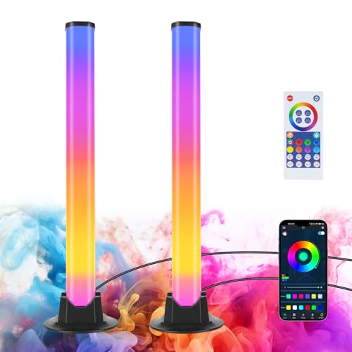 URAQT Smart LED Light Bars,2Pcs Music Synced RGB Gaming Light with APP Remote Control,Bluetooth Smart Ambient Lighting TV with 16 Million Colors,WiFi TV Backlight Mood Light for PC,TV