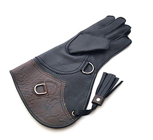 starlingukpk Gants de fauconnerie double couche en cuir de vache véritable de qualité, gants de manipulation d'oiseaux/gants pour animaux domestiques (M) Cover