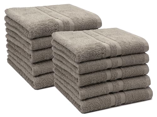 ZOLLNER 10er Set Handtücher in 50x100 cm Baumwolle Hotelqualität Fango