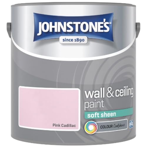 Pink Cadillac Johnstone’s Wall & Ceiling Soft Sheen Paint 2.5L – Subtle Sheen Finish, Durable & Washable, Quick Dry, Low Odour Interior Paint for Walls & Ceilings