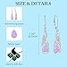 FJ Pink Opal Dangle Drop Earrings 925 Sterling Silver Infinity Teardrop Leverback Earrings Jewelry for Women
