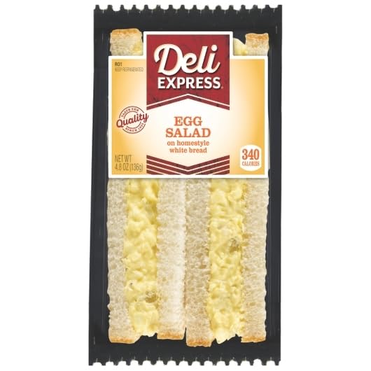 Deli Express Egg Salad Sandwich on White Bread, 340 Calories