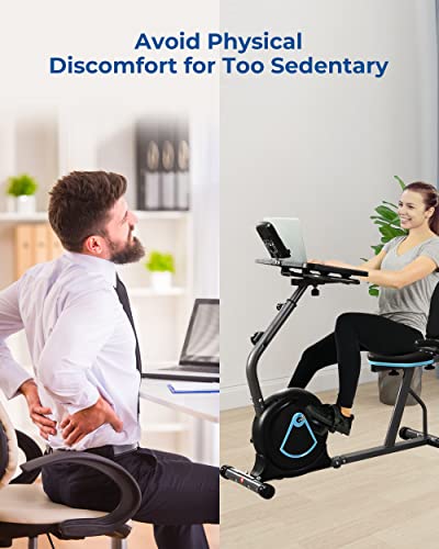 Borgusi Adjustable Desk Recumbent Exercise Bike For Home Magnetic Resistance Stationary Bike With 8 Levels Resistance, Adjustable Seat, Lcd Display With Device Holder, Suitable For Adults Office #TOP5
