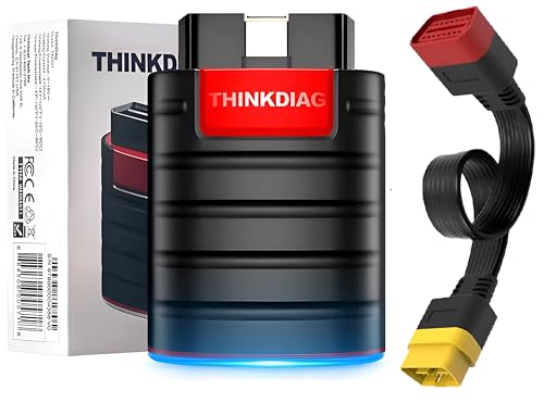Image of ThinkDiag Bluetooth OBD2 Diagnostic Tool + 16-Pin Extension Cable | Full System Scan, Live Data, Check Engine /ABS /SRS, iOS /Android | Supports All 1996+ OBD2 Vehicles | 15+ Reset Functions 1 Year Free
