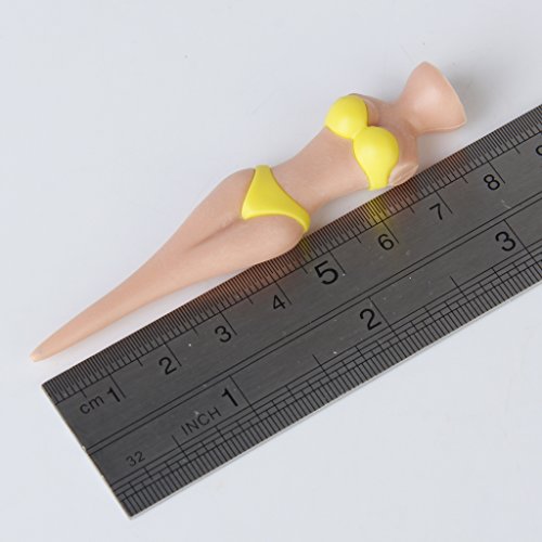 6pcs Novelty Yellow Bikini Lady Girl Golf Tees Divot Tools Joke Stag Party Funny