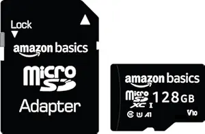 Amazon Basics 128 GB Micro SD Card with Adapter | Upto 120 MB/s | Class 10 | U1, C10, V10 Speed Classes