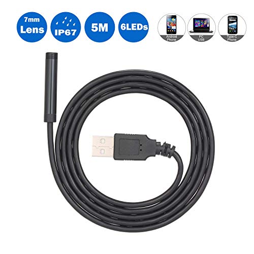 Loijon 7 MM Câmera Endoscópio 6 Lente LED Mini Filmadoras IP67 À Prova D Água Boroscópio USB Micro U