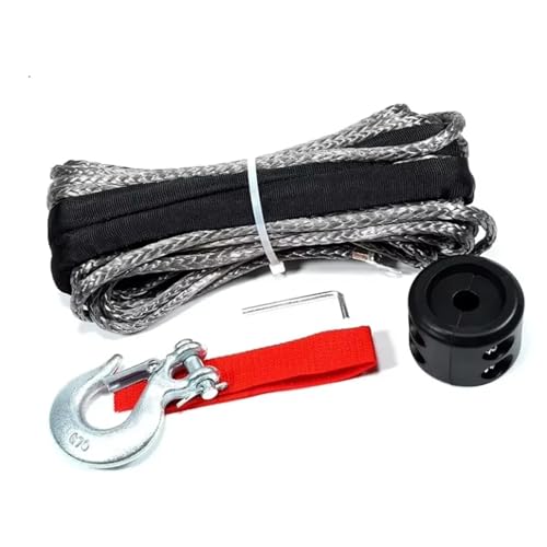 IRGVJIFR Fune di Traino Cavo di Linea del verricello, verricelli, Gancio di Traino, Fermo for Camion, Accessori Fuoristrada, 7700 libbre(Gray 6mm 15m)