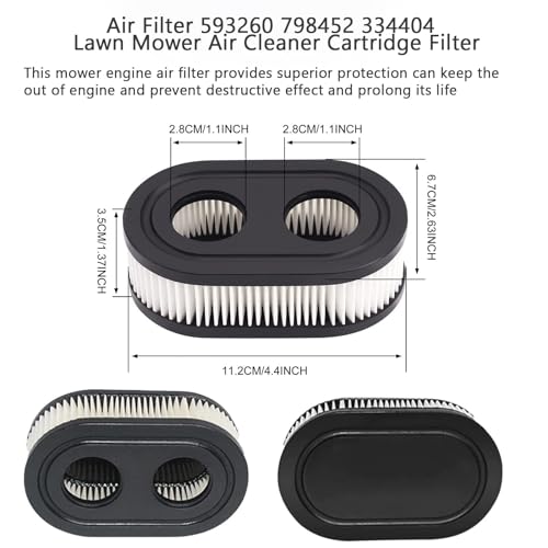 593260 798452 334404 Air Filter, 4247 5432 5432k 09P00 09P702 Engine Parts Lawn Mower Air Cleaner Replacement Filters, 500EX 550EX 575EX 625EX 675EXI 725EXI Mower Air Filter Mower Accessories (4Pcs)