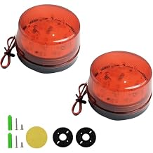 Red Strobe Beacon Light,Lelukee 2pcs DC 12V Flashing Light Rainproof Red Led Alarm Signal for Field Work Snowplow Outdoor Work Home Security System Etc. RED
