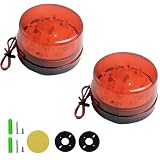 Red Strobe Beacon Light,Lelukee 2pcs DC 12V Flashing Light Rainproof Red Led Alarm Signal for Field Work...