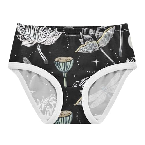Girls Underwear Toddler 2t Cotton Girl Panties Cute Print Briefs Kids Undies White Lotus Floral Dragonflies