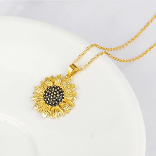 ORANGE FOREST Sunflower Necklace for Women S925 Sterling Silver 14K Gold Plated Sunflower Pendant Birthday Christmas Thanksgiving Day Jewelry Gifts for Women4