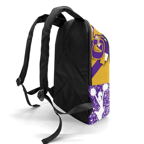 Personalised Casual Rucksack Large Capacity Casual Backpack Custom Unisex Travel Bag Purple Yellow Cheer, 11.8''(L)*5.5''(W)*17.7''(H), Option 44