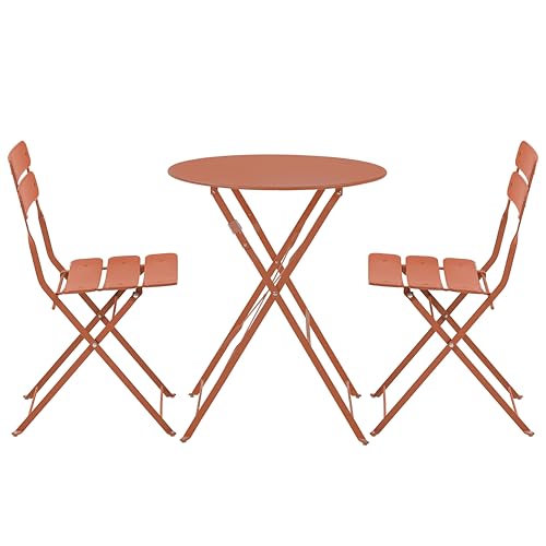 Oviala Table de terrasse Ronde Pliante et 2 chaises Pliantes Terracotta
