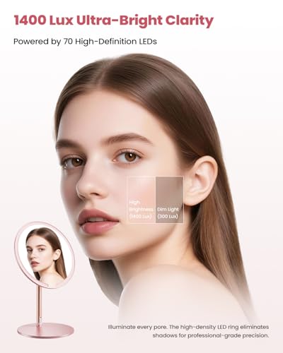 Espejo de Maquillaje Redondo con Luz Recargable miniatura 5