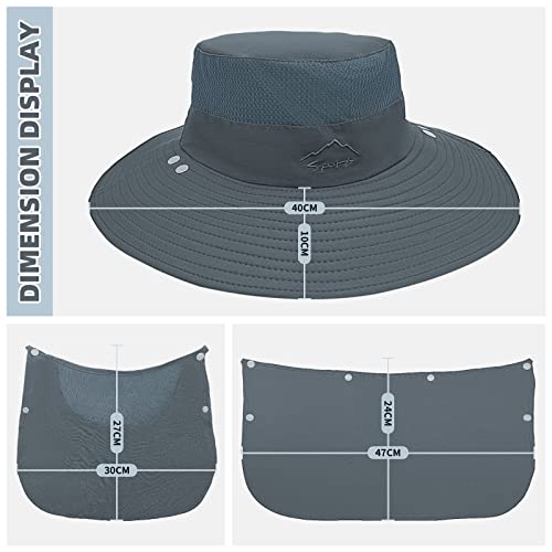 Fishing Hat For Men Sun Protection Hat With Removable Mesh Face Neck Flap Cover Windproof Strap For Men And Women Dark Grey #TOP1