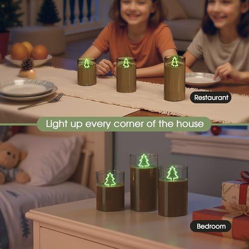 Image of L LOHAS LED Electronic Candle Night Lights with Remote | 3-Pack LED Flameless Candles, Battery Operated Flickering Night Light, 5 Brightness Levels & Timer, for Holiday Home Decor