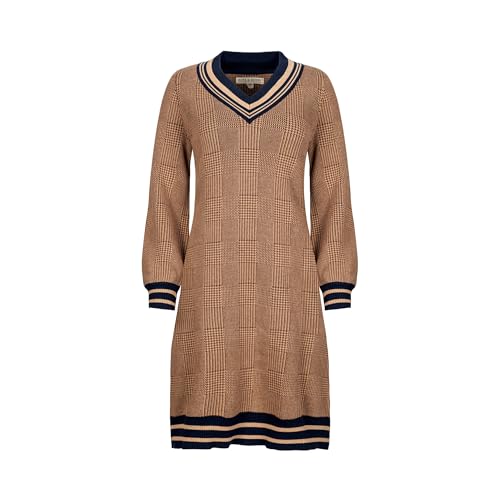 Image of Hope & Henry Women's Organic Intarsia Cricket Sweater Dress, 6, Brown Glen Plaid Intarsia